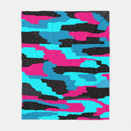Manta Polar Resumen rosa, negro y azul