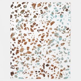 Manta Polar Resumen Terrazzo Mosaic Rust Brown & Blue Pattern