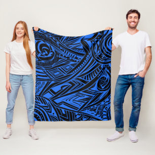 Manta Polar Resumen Tribal Negro Y Azul
