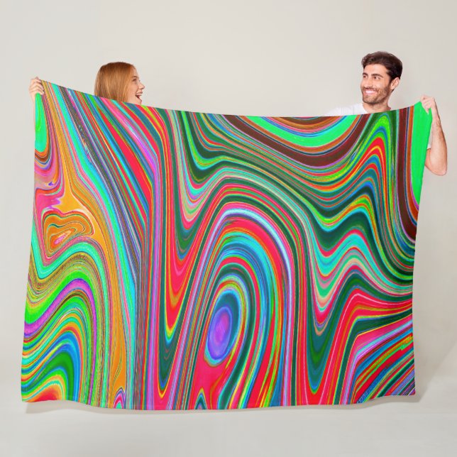 Manta Polar Resumen Trippy Red, Verde y Azul Arte Groovy (In situ)