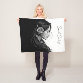 Manta Polar Retrato blanco y negro de arte femenino hermoso