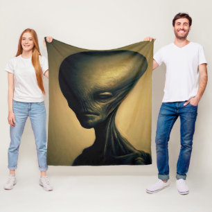 Manta Polar Retrato de Alien dibujado a mano
