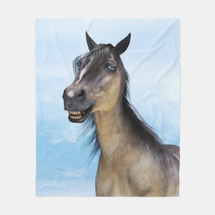 Manta Polar Retrato de Arte de Caballo con Sonrisa Divertida