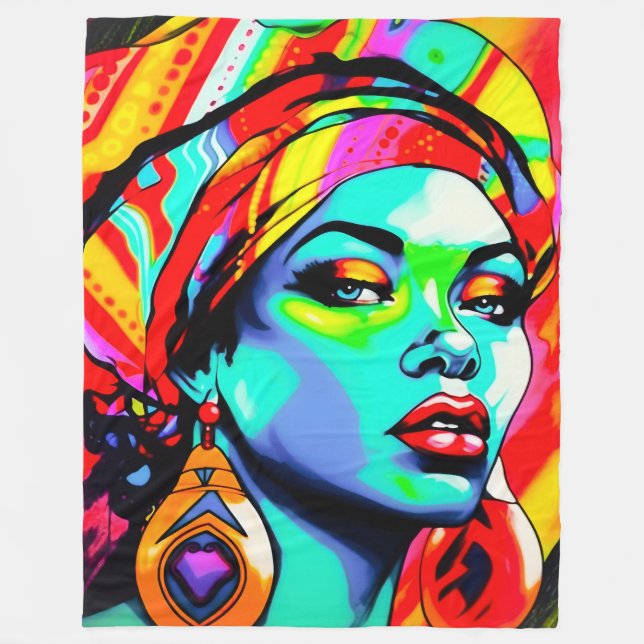 Manta Polar Retrato de arte pop (Anverso)