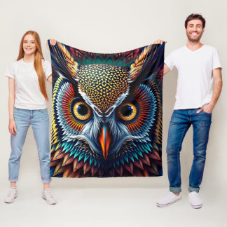 Manta Polar Retrato de búho hiperdetallado | Realista e intens