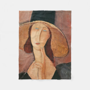 Manta Polar Retrato de Jeanne Hebuterne en un gran gorra