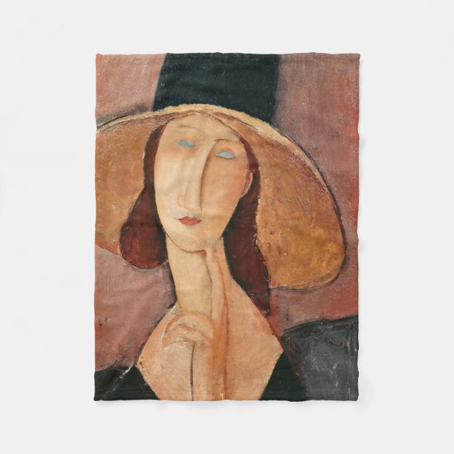 Manta Polar Retrato de Jeanne Hebuterne en un gran gorra (Anverso)