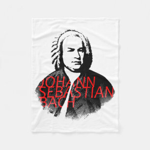 Manta Polar Retrato de Johann Sebastian Bach y letras rojas