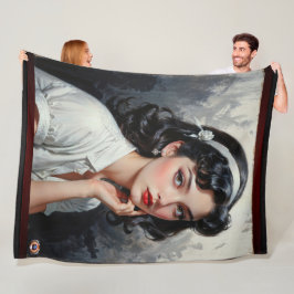 Manta Polar Retrato de joven reflexiva inspirado en la retro