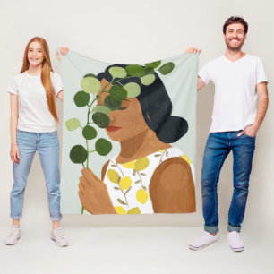 Manta Polar Retrato de la botánica - mujer con verdor