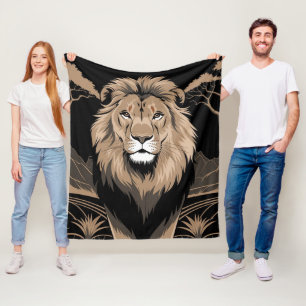 Manta Polar Retrato de león vintage