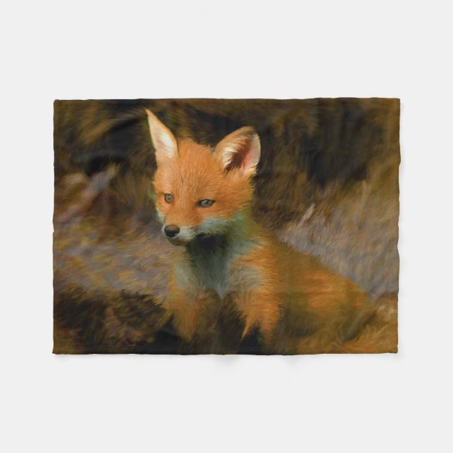 Manta Polar Retrato de Little Baby Fox Cub (Frente (Horizontal))