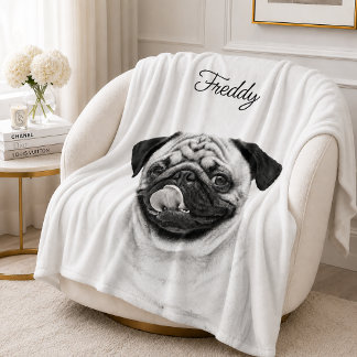 Manta Polar Retrato de Mascota Personalizado | Subir Foto + Te