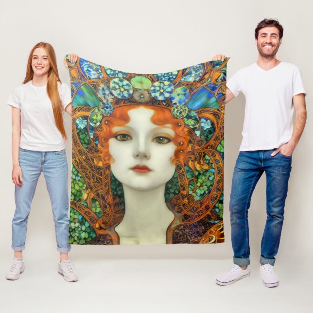 Manta Polar Retrato de mujer hermosa con estilo de vidrio manc (In situ)