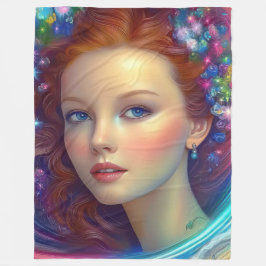 Manta Polar Retrato de pelo arcoiris encantado