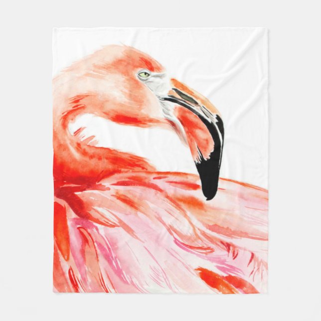 Manta Polar Retrato de perfil de pájaro Flamingo rosa, belleza (Anverso)