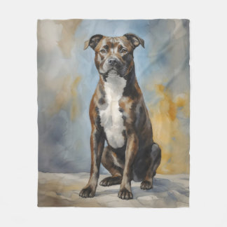 Manta Polar Retrato de perro Staffy