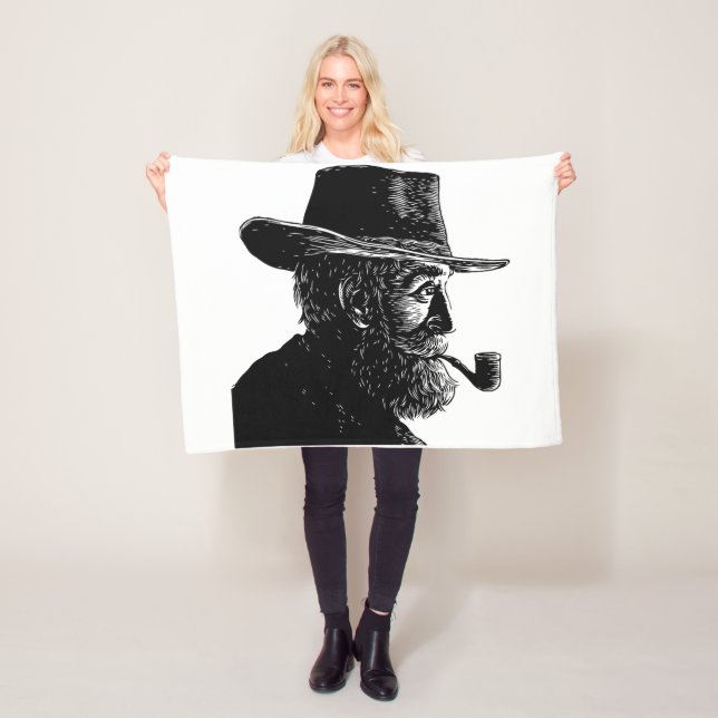 Manta Polar Retrato de punto y línea: sabio anciano fumando un (In situ)