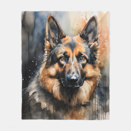 Manta Polar Retrato de tinta de pastor alemán