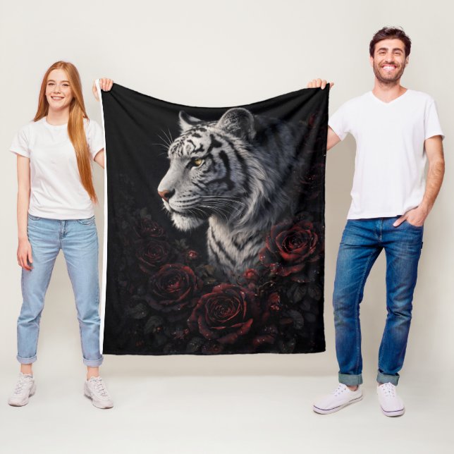 Manta Polar Retrato del Tigre Blanco – Poder Tranquilo y Mirad (In situ)