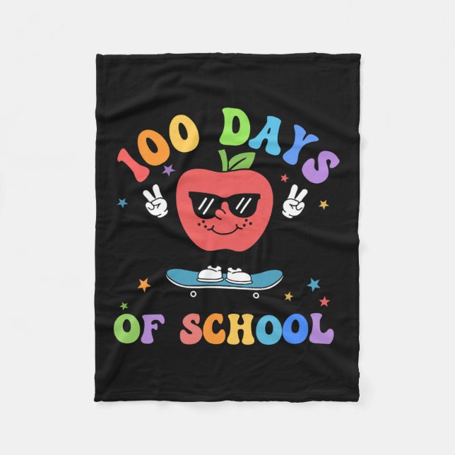 Manta Polar Retro 100 Días De Maestros Escolares Niños 100 Día (Anverso)