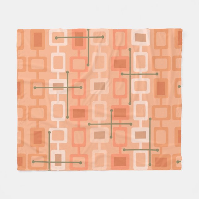 Manta Polar Retro 1950s Geometric Pattern Orange (Frente (Horizontal))