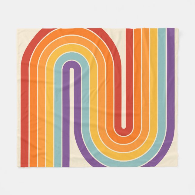 Manta Polar Retro 1970s Style Arched Stripes Geometric Pattern (Frente (Horizontal))