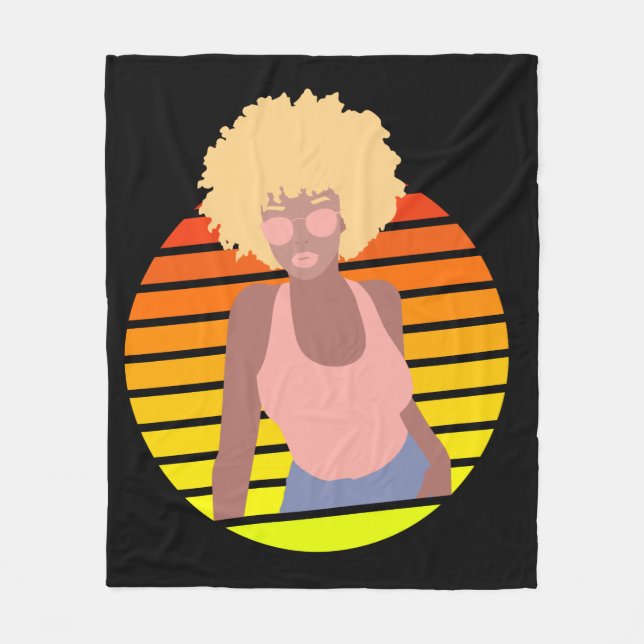 MANTA POLAR RETRO AFRO QUEEN - REINA AFROAMERICANA (Anverso)