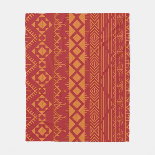 Manta Polar Retro Azteca: Diseño de patrones de época. (Anverso)
