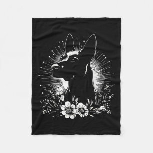 Manta Polar Retro Belga Malinois Tattoo Style _1