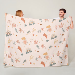 Manta Polar Retro Boho acuarela Arcoiris Neutral