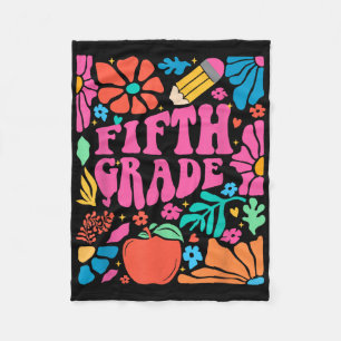 Manta Polar Retro Boho Floral Profesora de Quinto Grado Primer