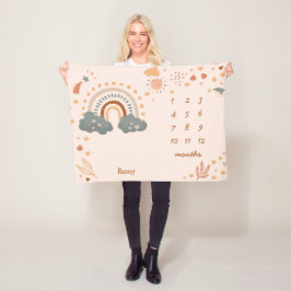 Manta Polar Retro Boho Rainbow Rust Baby Meses