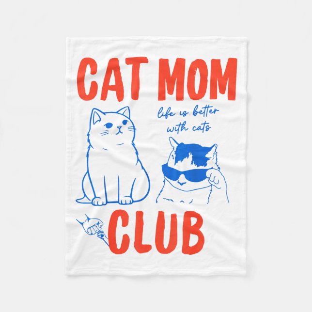 Manta Polar Retro Cat Mom Club Funny Cat Meme Mama Grandma Mot (Anverso)