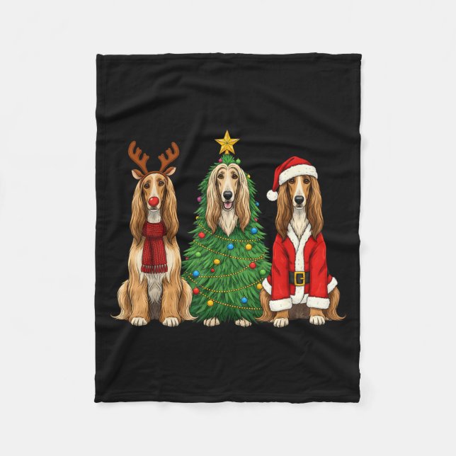 Manta Polar Retro Christmas Afghan Hound Santa Reindeer Dog Lo (Anverso)