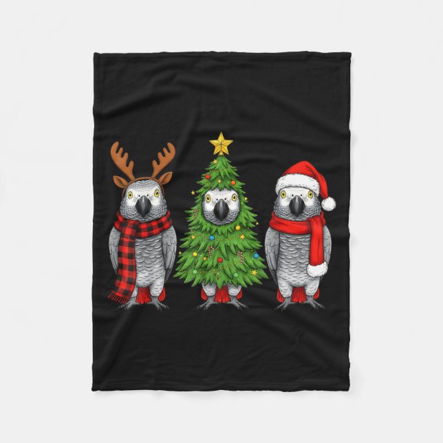 Manta Polar Retro Christmas African G Parrot Bird Santa Reinde (Anverso)