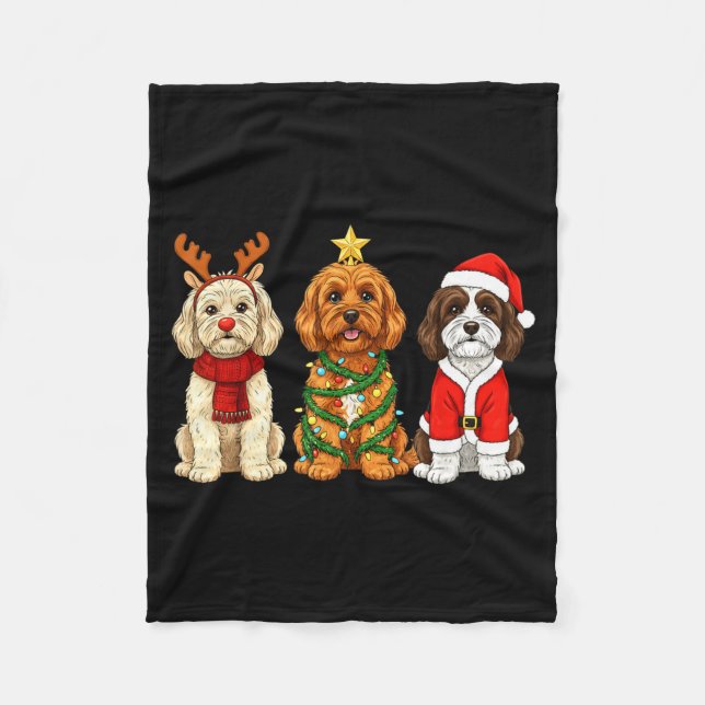 Manta Polar Retro Christmas Ao Santa Reindeer Dog Lover  (Anverso)
