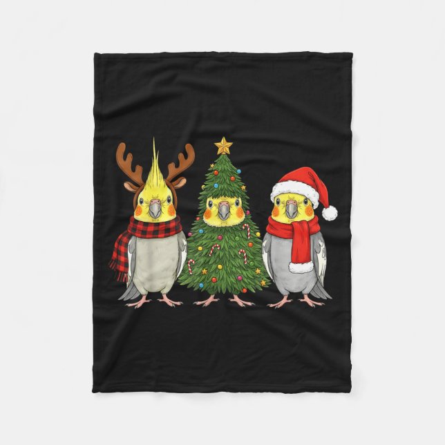 Manta Polar Retro Christmas Atiel Parrot Santa Reindeer  (Anverso)
