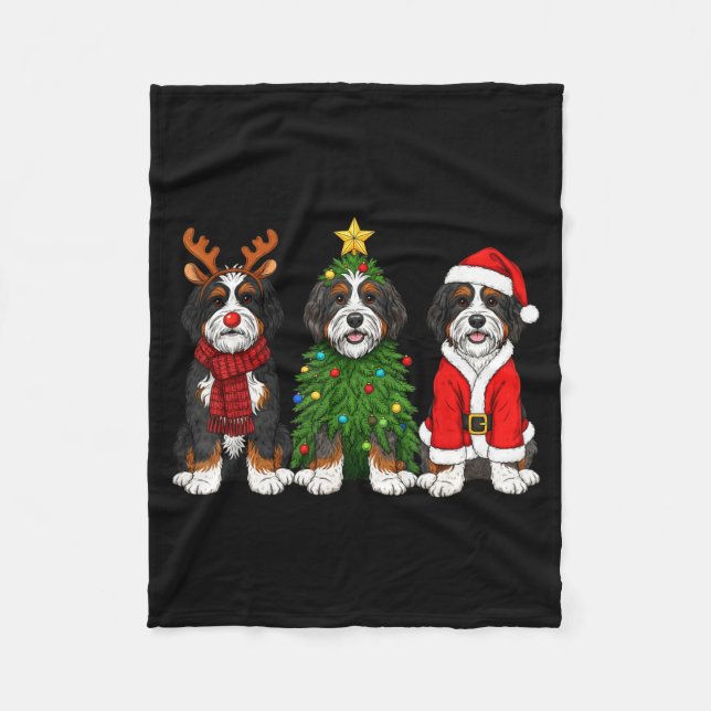 Manta Polar Retro Christmas Bernedoodle Santa Reindeer Dog Lov (Anverso)