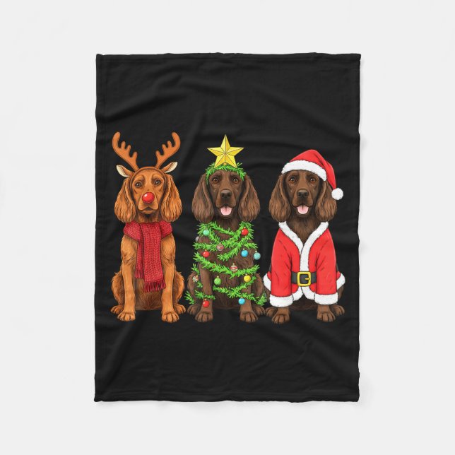 Manta Polar Retro Christmas Boykin Spaniel Santa Reindeer Dog  (Anverso)