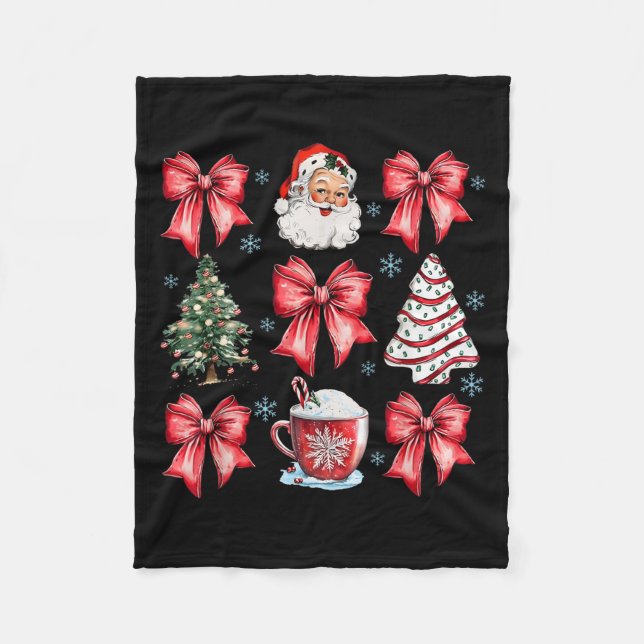 Manta Polar Retro Christmas Coquette Bow Santa Coffee Cake Hol (Anverso)