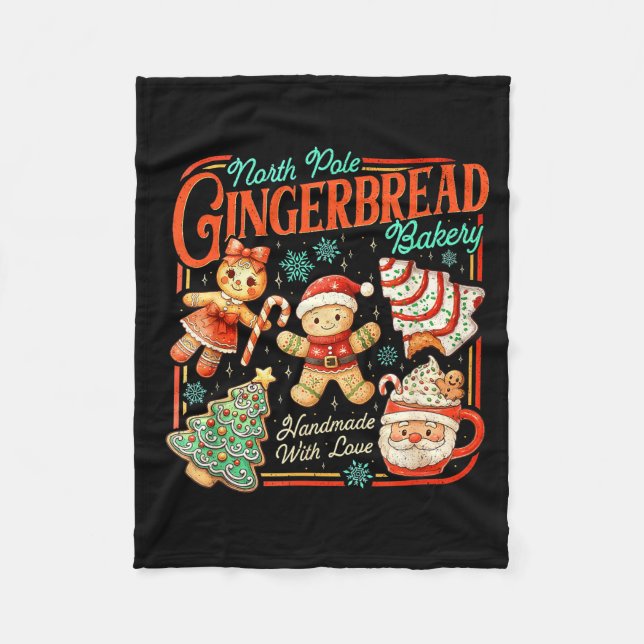 Manta Polar Retro Christmas Gingerbread Bakery North Le Cookie (Anverso)