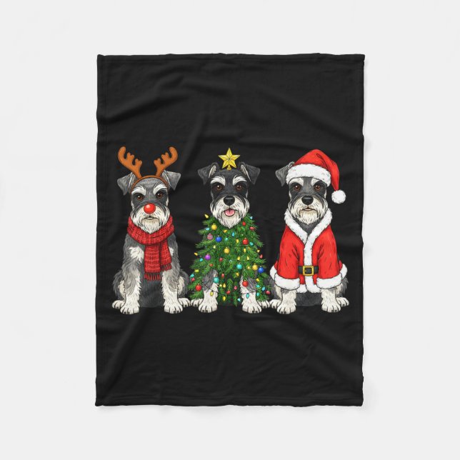 Manta Polar Retro Christmas Miniature Schnauzer Santa Reindeer (Anverso)