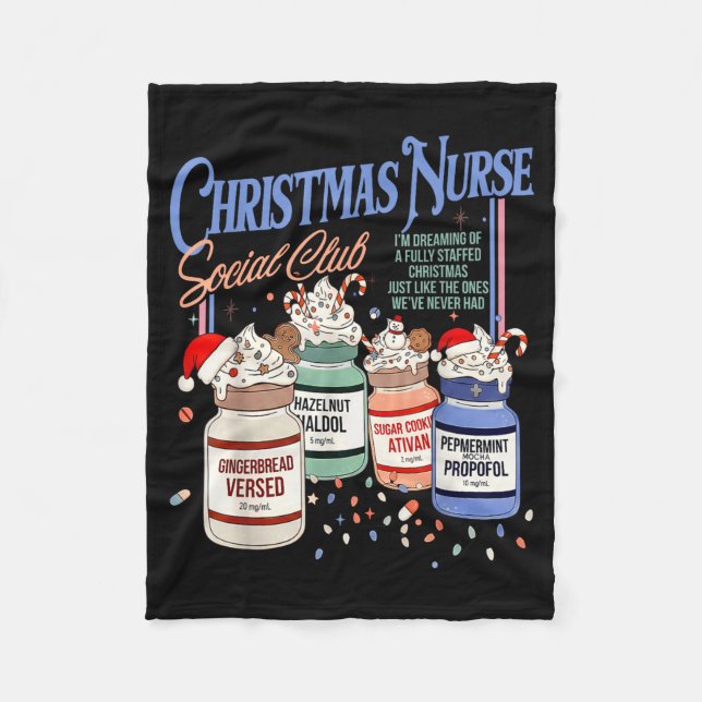 Manta Polar Retro Christmas Nurse Social Icu Nurse Profol Xmas (Anverso)
