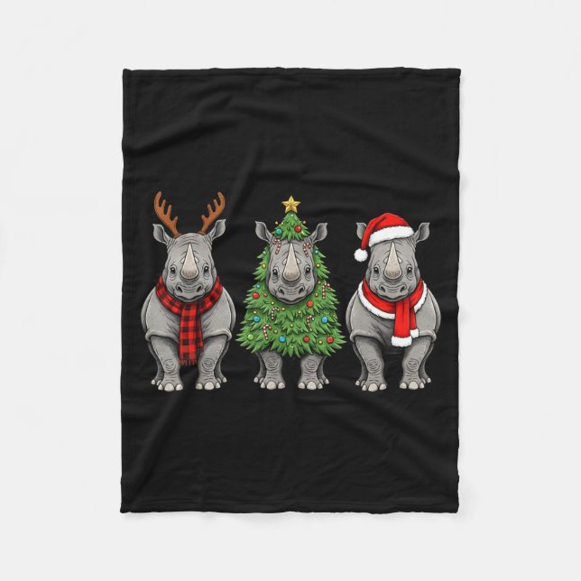 Manta Polar Retro Christmas Rhino Santa Reindeer Safari Animal (Anverso)