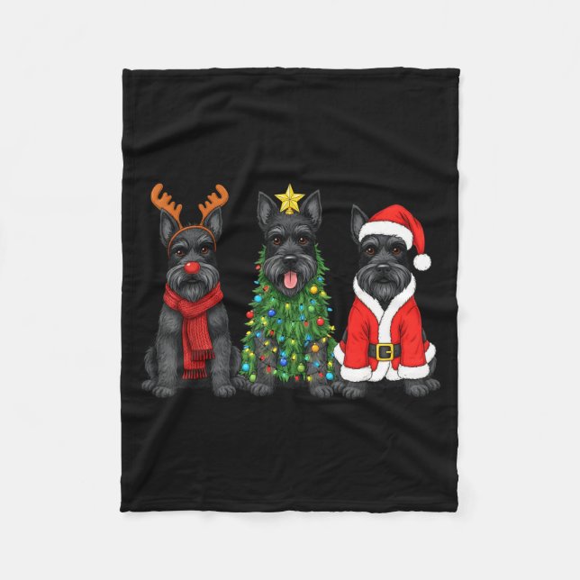Manta Polar Retro Christmas Scottierrier Santa Reindeer Dog Lo (Anverso)