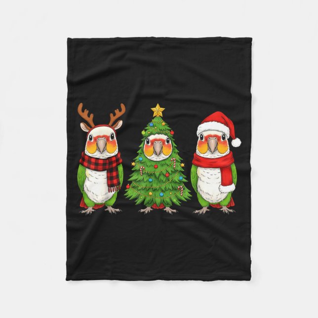 Manta Polar Retro Christmas White Bellied Caique Parrot Santa  (Anverso)