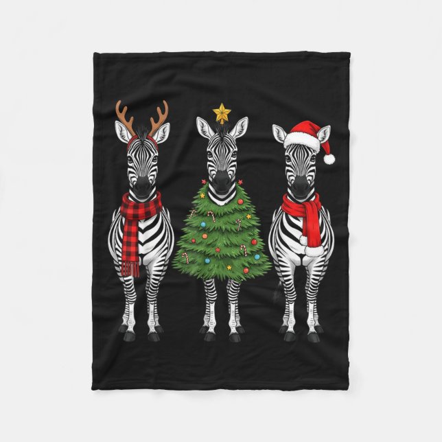 Manta Polar Retro Christmas Zebra Santa Reindeer Safari Animal (Anverso)