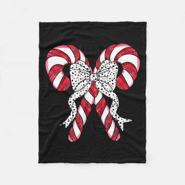 Manta Polar Retro Coquette Bow Candy Cane Christmas Season Wom (Anverso)