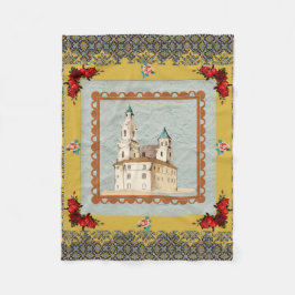 Manta Polar Retro de cosecha colorida con encaje y flores